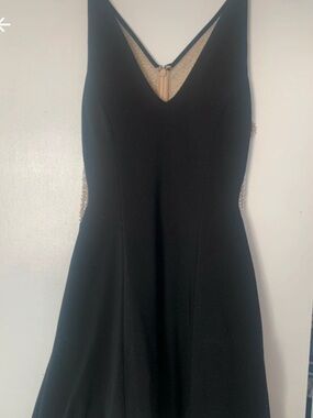 Avery Black Evening Dress with Gold Beaded Side Panels